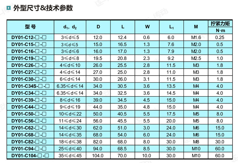 单膜片联轴器主要尺寸和参数